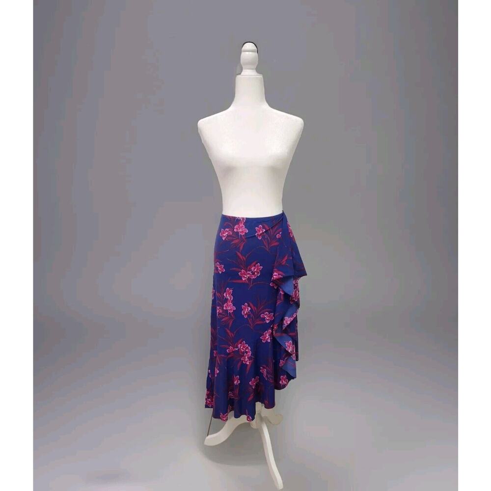 Tommy Bahama Oasis Blossoms Flounce Skirt Cover-Up Floral Blue Ruffle Large - Picture 3 of 9